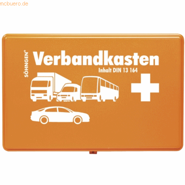 4250108801252 - KFZ-Verbandkasten Kunststoff orange mit Füllung Standard DIN 1