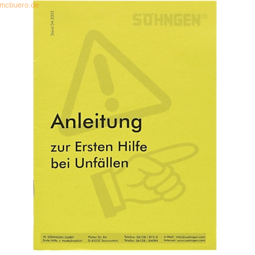 Söhngen Anleitung Erste-Hilfe Heftform gelb DGUV 204-006