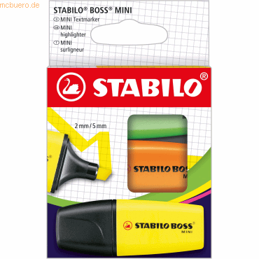 10 x Stabilo Textmarker Boss Mini Leuchtfarben sortiert Etui VE=3 Stüc