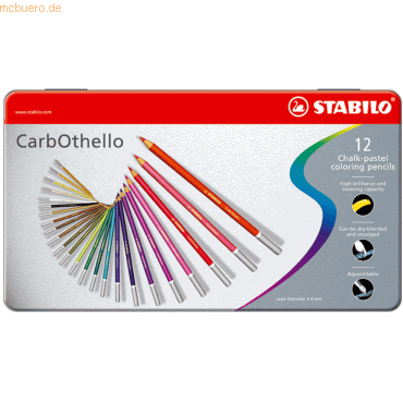 Stabilo Pastellkreidestift CarbOthello Metalletui mit 12 Stiften