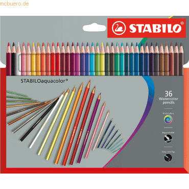 6 x Stabilo Aquarell-Buntstift aquacolor Kartonetui VE=36 Stück