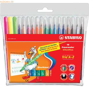 4006381355650 - 6 x Fasermaler mit Dreikant-Griffzone Trio A-Z 07 mm Etui mit