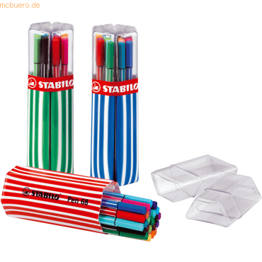 10 x Stabilo Fasermaler Pen 68 Twin Pack Kunststoffbox mit 20 Stiften