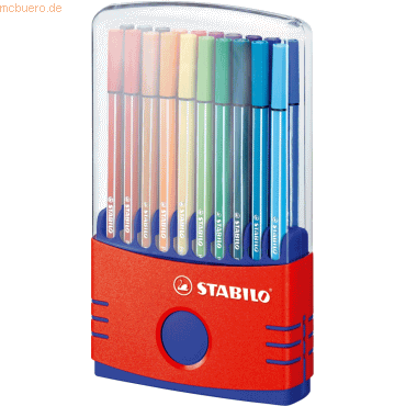 5 x Stabilo Fasermaler Pen 68 ColorParade Kunststoffbox mit 20 Stiften