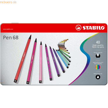 Stabilo Fasermaler Pen 68 Metalletui mit 40 Stiften