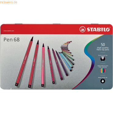 Stabilo Fasermaler Pen 68 Metalletui mit 50 Stiften