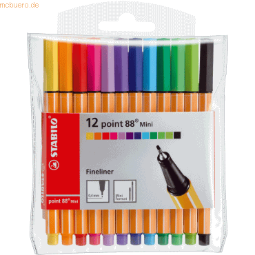 10 x Stabilo Fineliner point 88 Mini Etui mit 12 Stiften