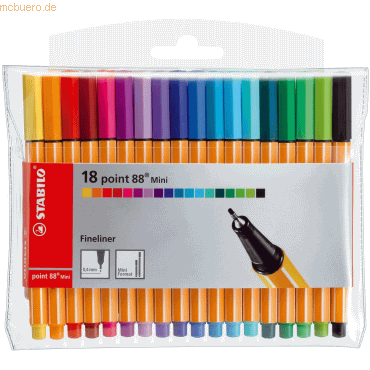 10 x Stabilo Fineliner point 88 Mini Etui mit 18 Stiften