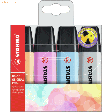 5 x Stabilo Textmarker Boss Original Pastel Etui VE=4 Farben