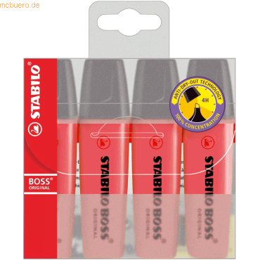 4006381104449 - 5 x Textmarker Boss Original rot Etui mit 4 Stiften 4006381104449 - 5 x Textmarker Boss Original rot Etui mit 4 Stiften