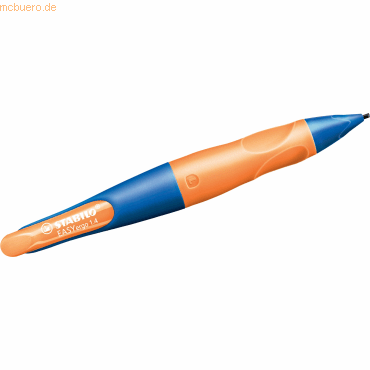 4006381573719 - Ergonomischer Druck-Bleistift für Linkshänder - EASYergo 14 in ultramarinblau neonorange - Einzelstift - inklusive 3 dünner Min