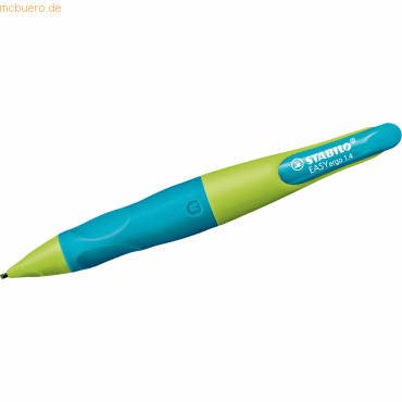 4006381573771 - Ergonomischer Druck-Bleistift für Rechtshänder - EASYergo 14 in neonlimonengrün aquamarin - Einzelstift - inklusive 3 dünner Mi