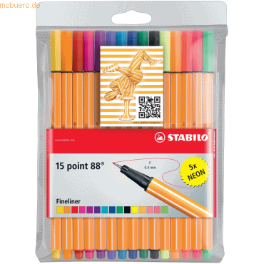 Stabilo Fineliner point 88 Etui mit 15 Stiften