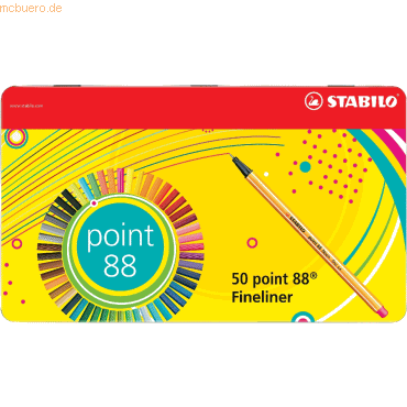 Stabilo Fineliner point 88 Metalletui sortiert VE=50 Stück