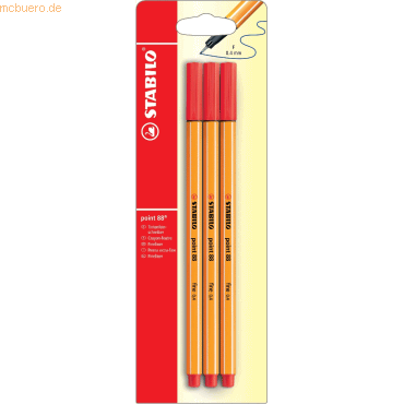 4006381339964 - 10 x Fineliner point 88 04 mm rot Blisterkarte VE=3 Stück 4006381339964 - 10 x Fineliner point 88 04 mm rot Blisterkarte VE=3 Stück