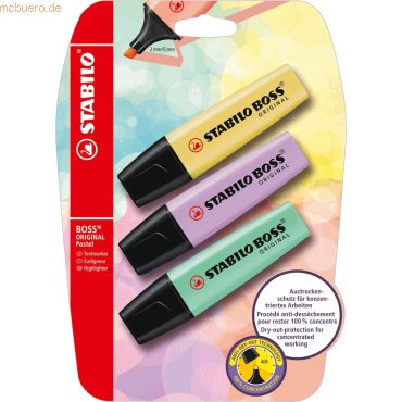 4006381505987 - 10 x Textmarker Boss Original Pastel Blisterkarte VE=4 Stück