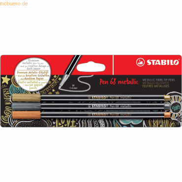 4006381530460 - 10 x Fasermaler Pen 68 metallic 14mm (M) Gold Silber Kupfer V 4006381530460 - 10 x Fasermaler Pen 68 metallic 14mm (M) Gold Silber Kupfer V