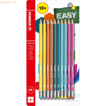 4006381538749 - 10 x Schulbleistift mit Radierer pencil 160 HB VE=10 Stück Bli