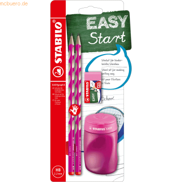 3 x Stabilo Dreikant-Bleistift Easygraph S Schul-Set pink