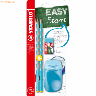 3 x Stabilo Dreikant-Bleistift Easygraph S Schul-Set blau