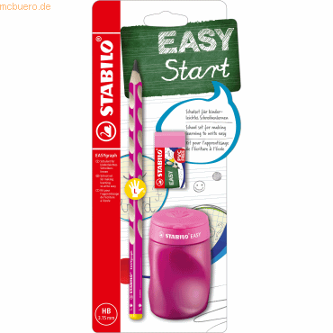 3 x Stabilo Dreikant-Bleistift Easygraph Schul-Set pink