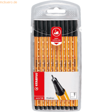 10 x Stabilo Fineliner point 88 Etui 0,4 mm schwarz Etui VE=10 Stück