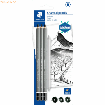 10 x Staedtler Kohlestift Mars Lumograph Härte sortiert matt grau VE=3