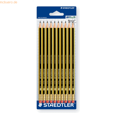 10 x Staedtler Bleistift Noris HB mit Radiertip VE=10 Stück