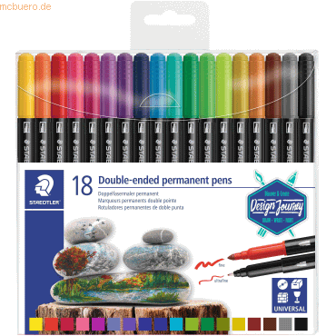 Staedtler Doppelfasermaler Duo permanent Office Etui VE=18 Farben