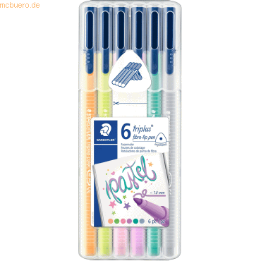 4007817039953 - STAEDTLER Fasermaler triplus color MY pastel COLOURS 6er Etui Strichstärke 10 mm dreieckig druckgesicherte - 1 Stück (323SB6CS01) 4007817039953 - STAEDTLER Fasermaler triplus color MY pastel COLOURS 6er Etui Strichstärke 10 mm dreieckig druckgesicherte - 1 Stück (323SB6CS01)