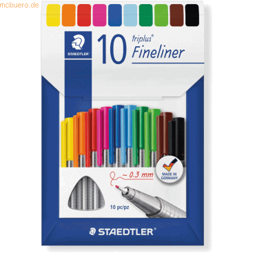 10 x Staedtler Fineliner triplus ca. 0,3 mm farbig sortiert VE=10 Stüc