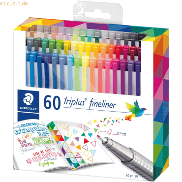 5 x Staedtler Fineliner triplus ca. 0,3 mm farbig sortiert VE=60 Stück