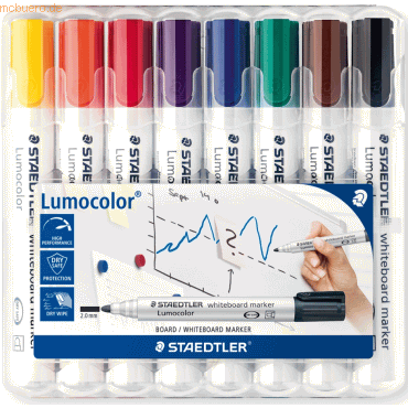 Staedtler Whiteboardmarker Lumocolor Rundspitze sortiert Etui mit 8 St