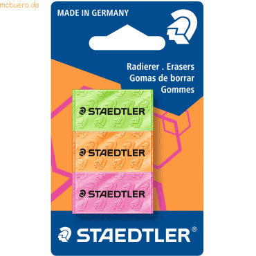 4007817024218 - 10 x Radierer neon Phthalat- und latexfrei sortiert VE=3 Stü