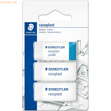 4007817526262 - 10 x Radierer rasoplast PVC 66x15x110mm weiß Blister 4007817526262 - 10 x Radierer rasoplast PVC 66x15x110mm weiß Blister