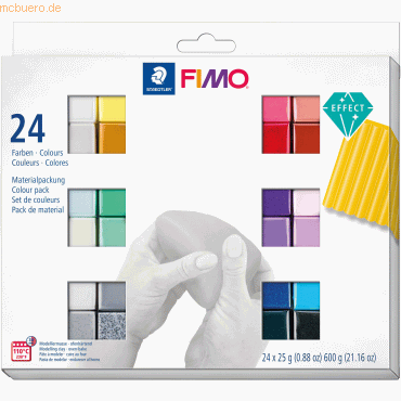 Staedtler Modelliermasse Fimo effect farbig sortiert 24x 25g