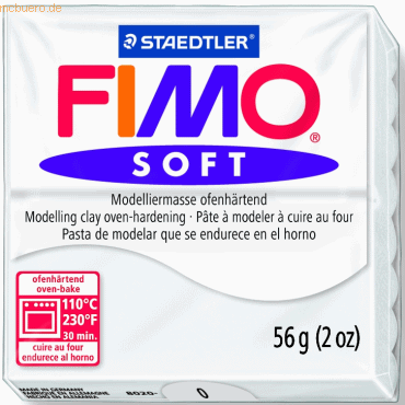 6 x Staedtler Modelliermasse Fimo soft 56g weiß