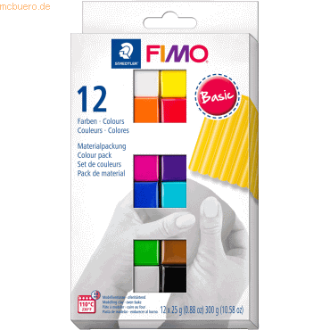 Staedtler Modelliermasse Fimo soft -Basic Colours- farbig sortiert 12x