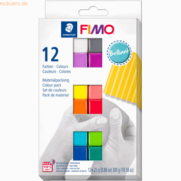 Staedtler Modelliermasse Fimo soft -Brilliant Colours- sortiert 12x 25