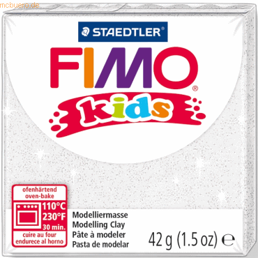 4007817805152 - 8 x Modelliermasse Fimo Kids weiß glitter 42g