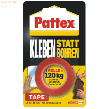 Pattex Klebeband Kleben statt Bohren 19mm x 1,5m