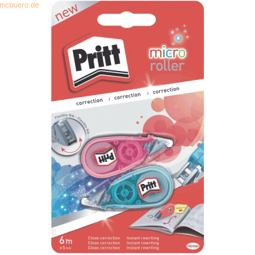 Pritt Korrekturroller Micro Roller 6m x 5mm pink und blau VE=2 Stück