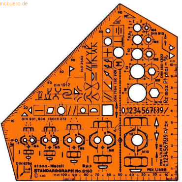 4014509010060 - Schulwinkel Metall Zeichenschablone Zeichenschablone 4014509010060 Standardgraph