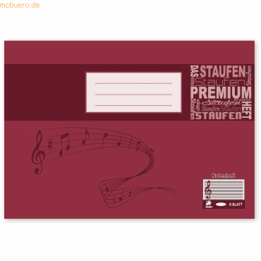 4006050101144 - 25 x Notenheft Premium A5 quer 8 Blatt