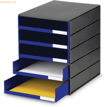 7612176112123 - Schubladenbox styroval 5 Schubladen offen schwarz blau