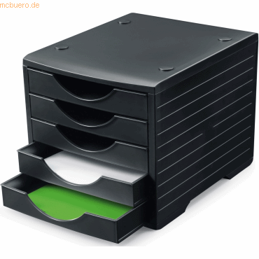 7612176072977 - Schubladenbox stryogreenbox A4 5 Fächer schwarz schwarz