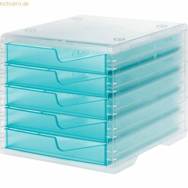 Styro Schubladenbox styrowingsbox 5 Schübe light transparent/aqua