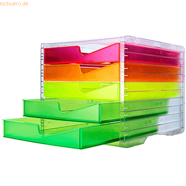 Styro Schubladenbox styroswingbox Neonline 5 Schübe transparent/multic