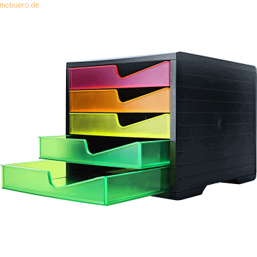Styro Schubladenbox styroswingbox Neonline 5 Schübe schwarz/multicolor