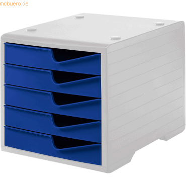 Styro Schubladenbox styroswingbox 5 Schübe grau/blau